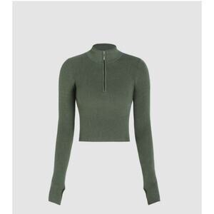 NWT Cider Solid Zipper Up Knitted Crop Top 4X